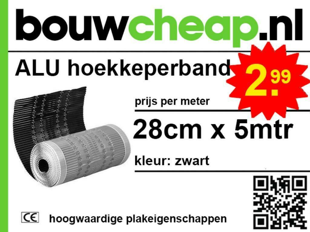 DAKPANNEN HOEKVORSTBAND 33CM BREED BIJ BOUWCHEAP, Doe-het-zelf en Verbouw, Dakpannen en Dakbedekking, Nieuw, Dakpannen, Zwart