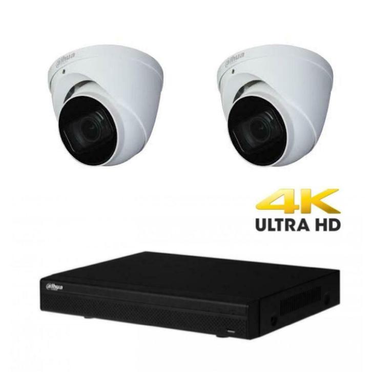 8MP Dahua IP POE beveiligingscamera set / 4CH NVR+2x cameras, Audio, Tv en Foto, Videobewaking, Nieuw, Buitencamera, Ophalen of Verzenden