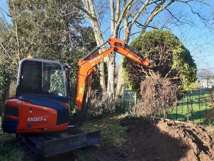 Minigraver met machinist te huur, Diensten en Vakmensen, Tuinmannen en Stratenmakers, Bestrating, Hekwerk of Schuttingen, Tuin- of Vijveraanleg