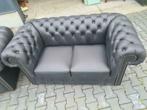 Nieuw Chesterfield bankstel zwart 3+2+1 GRATIS BEZORGD, Nieuw, Chesterfield, Leer, Ophalen of Verzenden