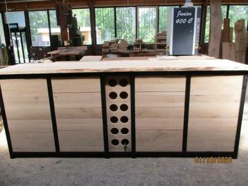 dressoir kast ijzer mat/zwart  massief eiken op maat gemaakt beschikbaar voor biedingen