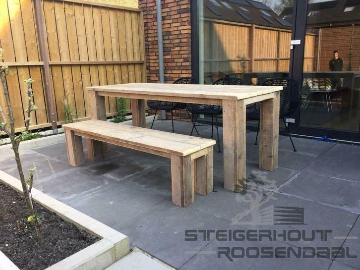 Steigerhout Eettafel tafel bewerkt gratis levering ACTIES, Huis en Inrichting, Tafels | Eettafels, Nieuw, Rechthoekig, Overige houtsoorten