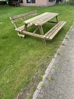 Picknicktafel met rugleuning, Tuin en Terras, Picknicktafels, Nieuw, Ophalen of Verzenden, Hout, Vierkant