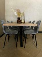 Eiken eettafel met matrix poot | MAATWERK, Huis en Inrichting, Tafels | Eettafels, Ophalen, Eikenhout, Nieuw, Zwart eiken, modern