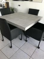 Betonlook Eettafel, Nieuw, 100 tot 150 cm, 100 tot 150 cm, Teakhout