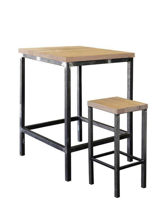 Bartafels / barkrukken / sidetables op maat / eiken met staa, Huis en Inrichting, Tafels | Eettafels, Nieuw, Eikenhout, Metaal