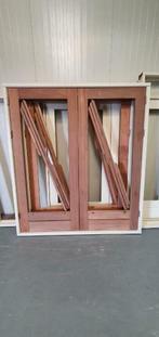 Openslaande deuren met kozijn Achterpui, Tuindeuren Hardhout, Nieuw, 215 cm of meer, Ophalen of Verzenden, Glas