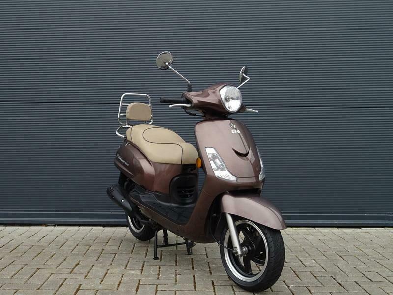 ≥ Sym Fiddle II 50 4T 25 km brown 2016 klapdrager 8947km — Snorfietsen en  Snorscooters — Marktplaats