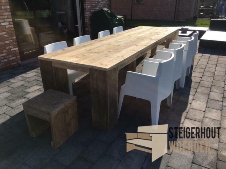 Steigerhouten eettafel Steigerhout tuinset gratis levering, Tuin en Terras, Tuinsets en Loungesets, Nieuw, Tuinset, Steigerhout