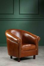 Nieuwe Chesterfield club fauteuil.100% rundleer. Handgemaakt, Nieuw, 75 tot 100 cm, Landelijk industrieel klassiek brocante, Ophalen of Verzenden