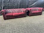 Chesterfield 3+2 zit bankstel oxblood rood GRATIS BEZORGD!, Leer, Ophalen of Verzenden