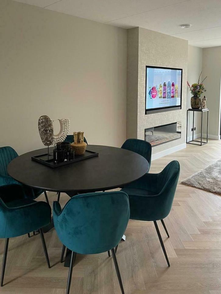 Zwarte eiken eettafel op maat | matrix poot, Huis en Inrichting, Tafels | Eettafels, Nieuw, 100 tot 150 cm, 100 tot 150 cm, Vijf personen of meer