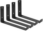 4x industriële plankdrager L vorm up 20 cm mat zwart