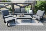 Industriële Hoek Lounge Dining sets van Matt Black Aluminium, 5 zitplaatsen, Bank, Ophalen of Verzenden, Loungeset