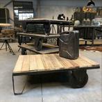 Industriële salontafel, palletwagen, vintage tafel, tafeltje