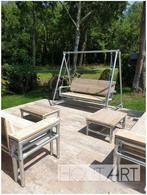 Schommelbank van steigerbuis met steigerhout, Info@hout-art.nl, Nieuw, Ophalen of Verzenden, Hoeves 3 in Schijndel