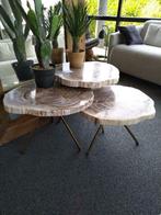 Bijzettafels salontafel versteend hout, Ophalen of Verzenden, Nieuw, Hout