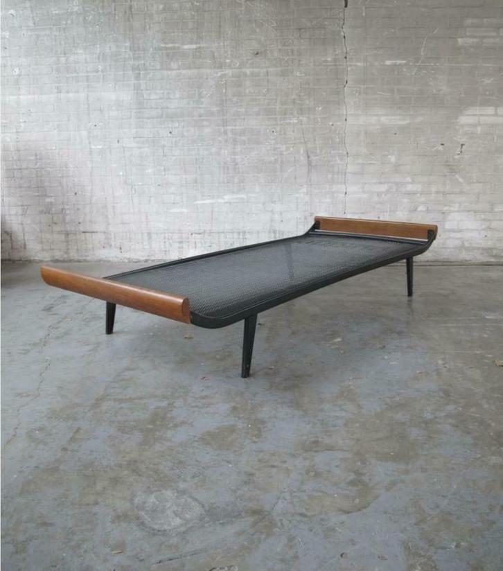 Bed Vintage daybed jaren 50 Dick Cordemeijer voor Auping., Huis en Inrichting, Slaapkamer | Bedden, 90 cm, 200 cm, Metaal, Zwart