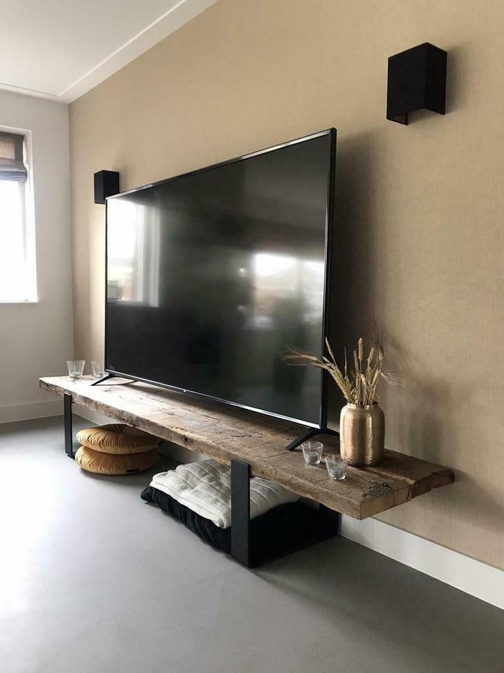 Robuust tv meubel oude, eiken wijnpers planken, Huis en Inrichting, Kasten | Televisiemeubels, Nieuw, Minder dan 100 cm, 200 cm of meer
