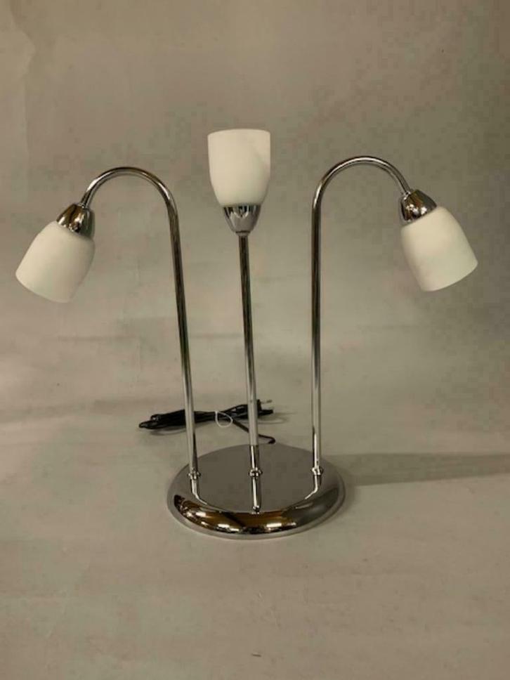 Tafellamp chroom, Bureaulamp, Huis en Inrichting, Lampen | Tafellampen, Nieuw, Minder dan 50 cm, Glas, Metaal, Ophalen of Verzenden