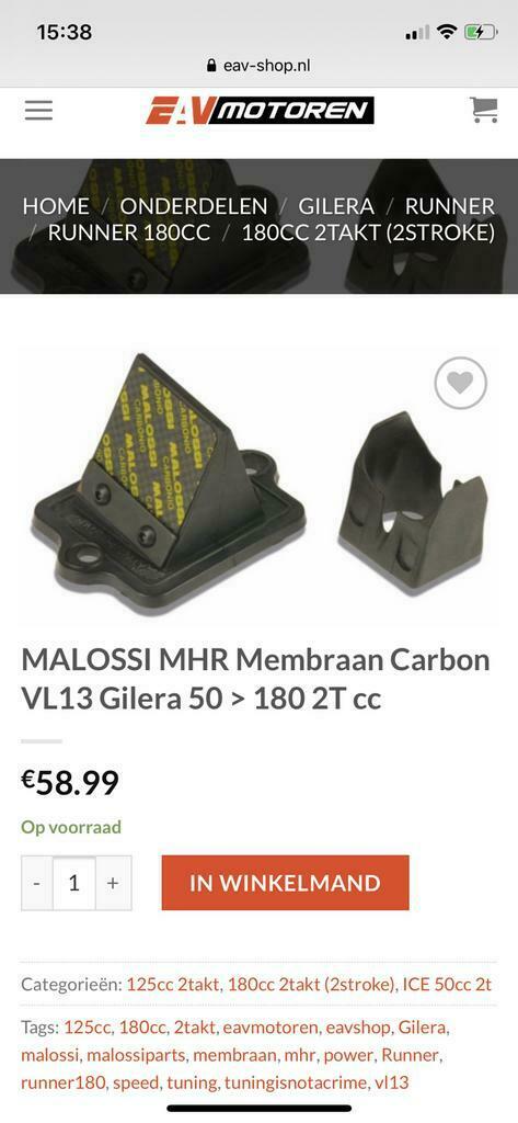 ≥ Membraan VL13 Malossi - Gilera Runner 180 125 cc — Brommeronderdelen |  Scooters — Marktplaats