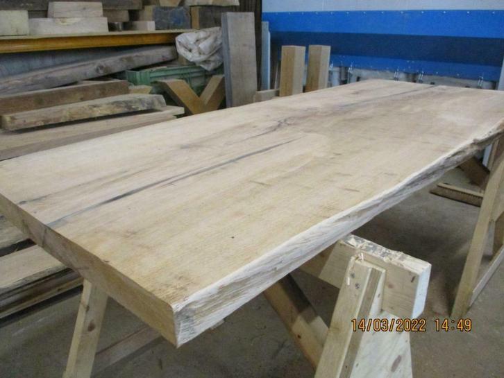 eiken boomstamblad uit 1 stuk  massief eiken, Huis en Inrichting, Tafels | Eettafels, Nieuw, 50 tot 100 cm, 200 cm of meer, Vijf personen of meer