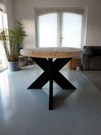 Ovale tafel steigerhout met zwarte kruispoot, Ophalen of Verzenden, Nieuw