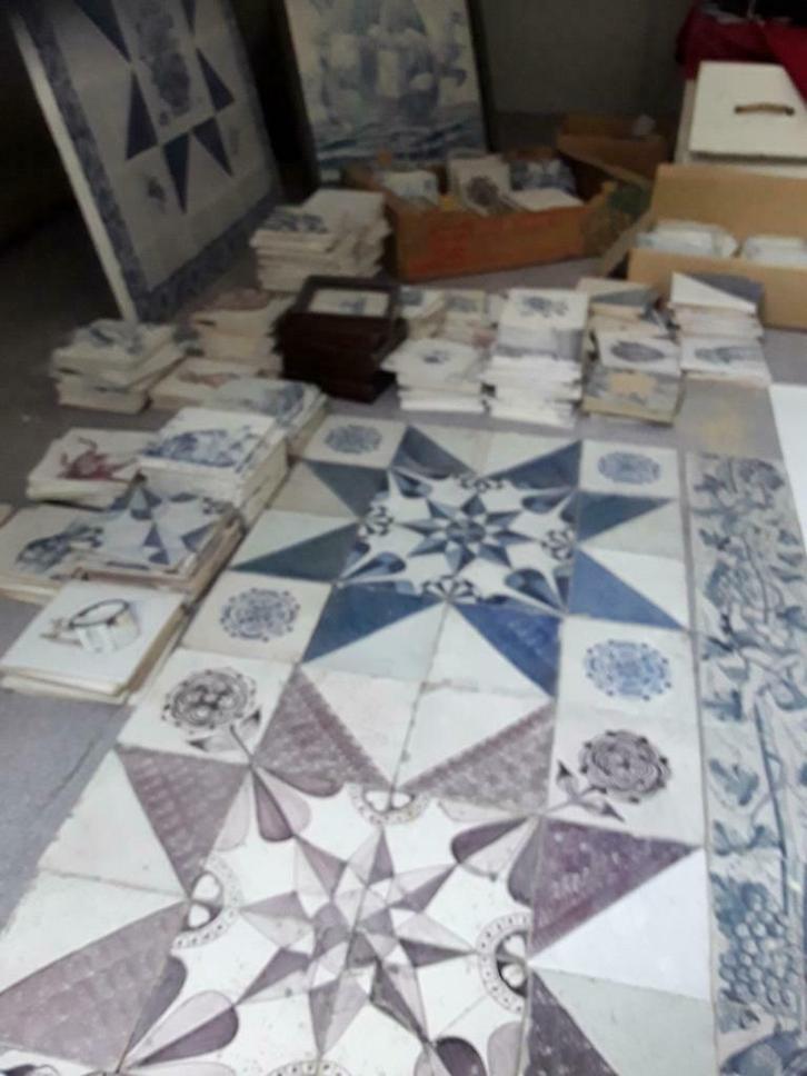 Oude tegels en Friese witjes en  Tableau,s MakkumOudestijl, Doe-het-zelf en Verbouw, Tegels, Gebruikt, Vloertegels, Hardsteen