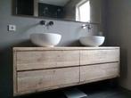 Mooie badkamermeubels van massief hout: steigerhout of eiken, Nieuw, Minder dan 100 cm, Ophalen of Verzenden, Wastafelkast