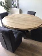 Massief Eiken eettafel, 150 tot 200 cm, Rond, Nieuw, Vijf personen of meer