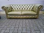 Engelse Chesterfield bank groen + GRATIS BEZORGD, Huis en Inrichting, Chesterfield, Rechte bank, Gebruikt, Leer