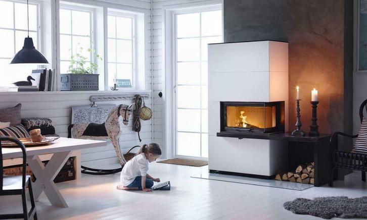 Contura 41 A artstone wit, hoek rechts houtinbouwhaard, Huis en Inrichting, Kachels, Nieuw, Vrijstaand, Houtkachel, Hout, Ophalen