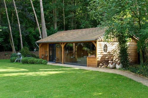 Stijlvolle eiken tuinkamer op maat gemaakt., Tuin en Terras, Tuinhuizen, Nieuw, Tuinhuis, 500 cm of meer, 200 tot 400 cm, 3 ramen of meer