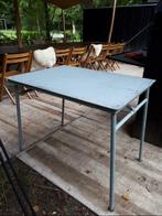 Partij vintage industriële stalen klaptafels horeca terras, Ophalen, Gebruikt, Rechthoekig, Metaal
