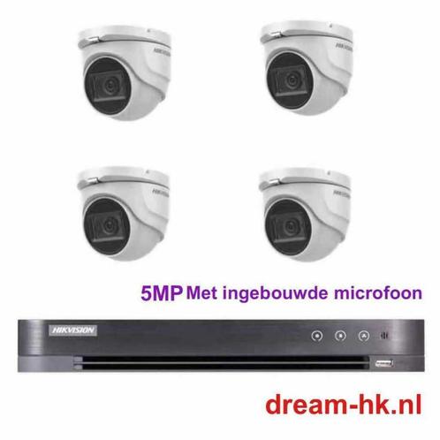 5MP Hikvision TVI beveiligingscamera set/4CH DVR+4x camera's, Audio, Tv en Foto, Videobewaking, Nieuw, Buitencamera, Ophalen of Verzenden
