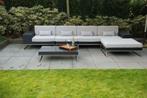 Loungeset Lineo zwart wicker 3.80m, Wicker, Nieuw, Bank, Loungeset