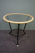 Vintage Rohé Noordwolde salontafel/ bijzettafel, 50 tot 100 cm, Glas, Rond, Zo goed als nieuw