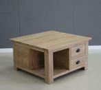 Vierkante salontafel teakhout 80x80cm, vier laden; Indoteak, Ophalen, 50 tot 100 cm, Nieuw, 50 tot 100 cm