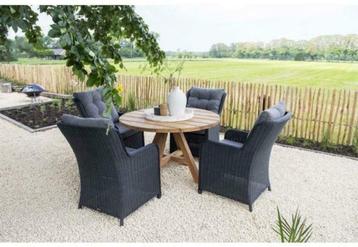 Mooie robuuste Dining tuinstoel van rond wicker in Black