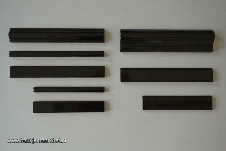 Zwarte listello's strips , jaren 30 of klassiek, Doe-het-zelf en Verbouw, Tegels, Nieuw, Wandtegels, Keramiek, Ophalen of Verzenden