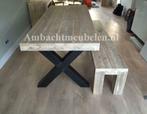 Robuuste STEIGERHOUTEN Eettafels Tafels METALEN ONDERSTEL, Ophalen, Nieuw, Teakhout