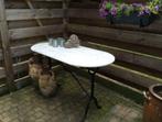 Ovaal marmeren terrastafel met gietijzer onderstel 120 x 60
