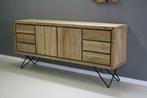 Retro dressoir teakhout op metalen pootjes, 2 meter breed!, Ophalen, 150 tot 200 cm, Nieuw, Dressoir
