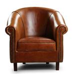 Nieuwe Chesterfield club fauteuil.100% rundleer. Handgemaakt, Nieuw, 75 tot 100 cm, Landelijk industrieel klassiek brocante, Ophalen of Verzenden