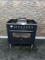 Zeer nette Boretti 5 pits Antraciet/chroom met Frytop 90 cm, Gebruikt, 60 cm of meer, Ophalen of Verzenden, Energieklasse A of zuiniger