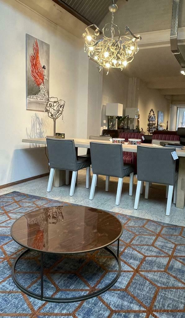 Leolux Gloss salontafel, Huis en Inrichting, Tafels | Salontafels, Rond, Eikenhout, Metaal, Ophalen