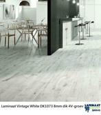 Laminaat Vintage White DK1073 8mm dik 4V-groev, Nieuw, 75 m² of meer, Laminaat, Ophalen of Verzenden