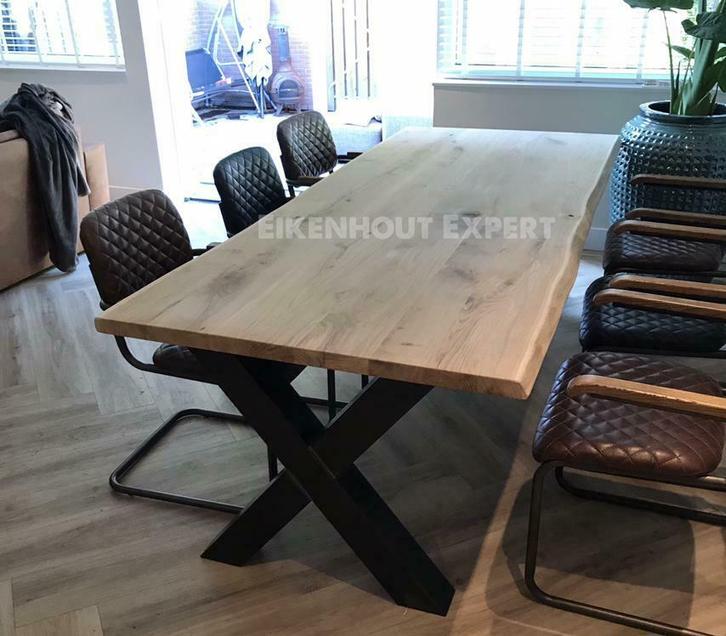 Eiken Boomstam Eettafel Tafel Eikenhout BINNEN 1WEEK BEZORGD, Huis en Inrichting, Tafels | Eettafels, Nieuw, Rechthoekig, Eikenhout