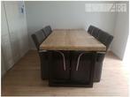 Tafel U-poot staal met steigerhout blad NIEUW, 50 tot 100 cm, Vijf personen of meer, Metaal, Rechthoekig
