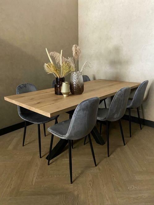 Eiken eettafel met matrix poot | MAATWERK, Huis en Inrichting, Tafels | Eettafels, Nieuw, 50 tot 100 cm, 150 tot 200 cm, Vijf personen of meer